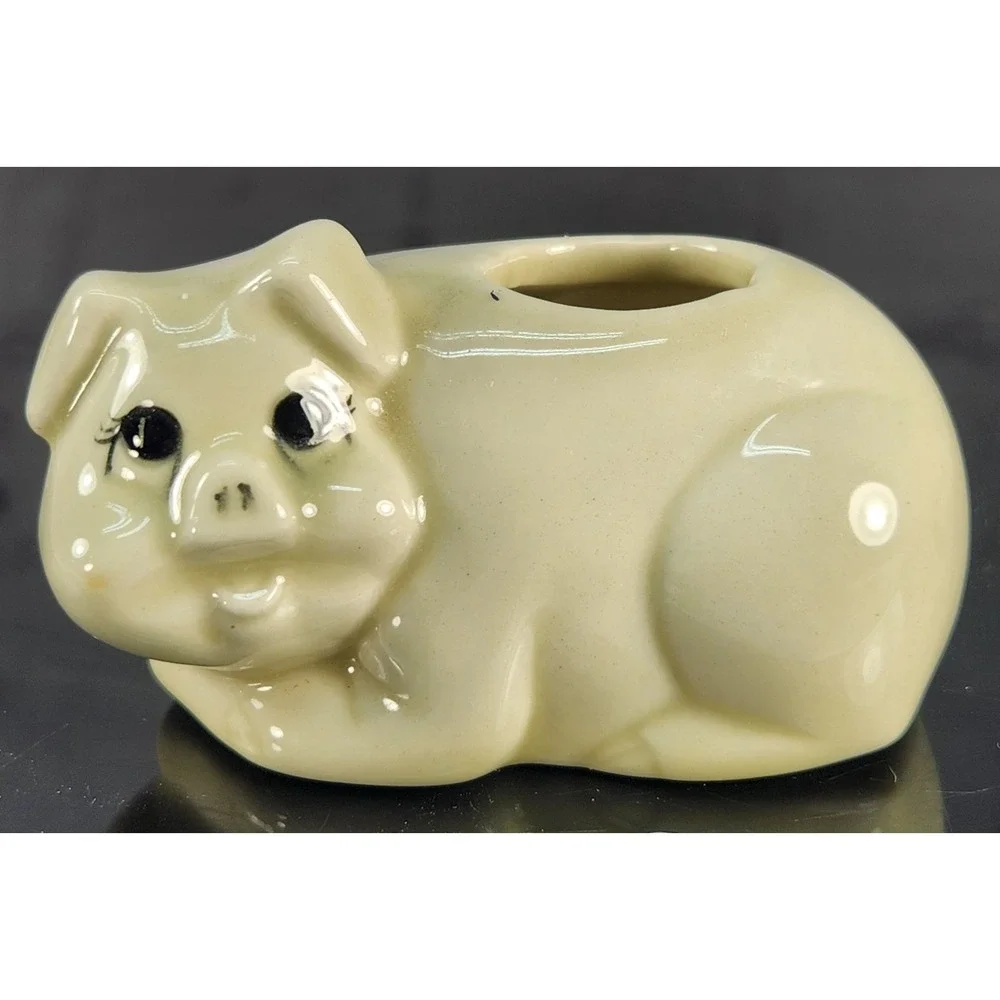 Vintage Farmhouse Ceramic Pig Tooth Pick Holder Succulent Pot Grand Poppy CA